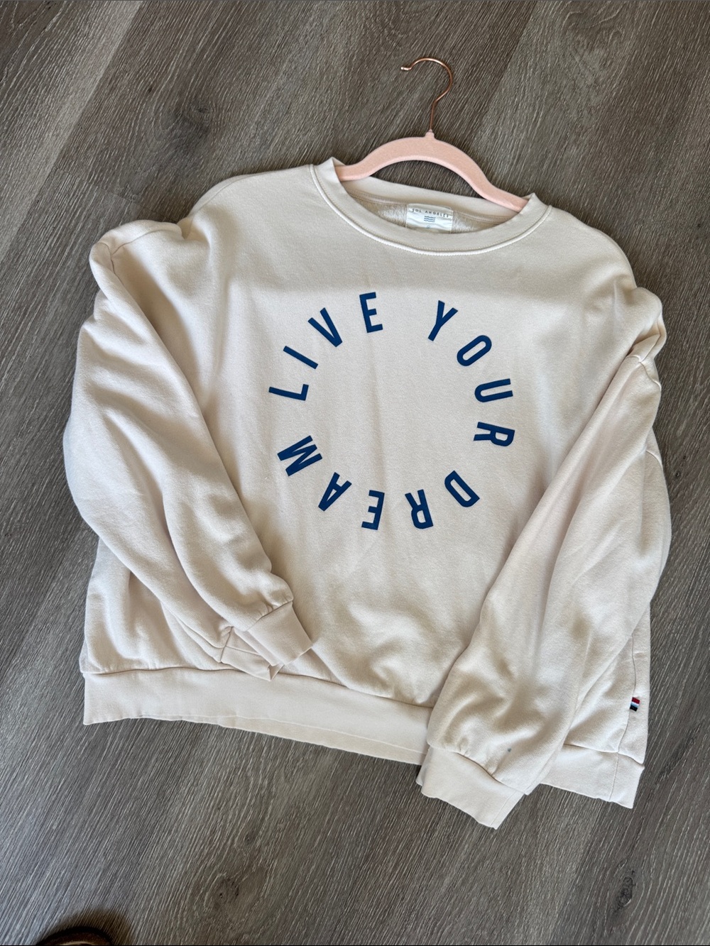 Sol Angeles Cream Crewneck with Navy 'Live Your Dream' Circle Graphic